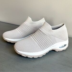 STQ Walking Arch Support Comfort Mesh Slip On Shoes Sneakers Women Size 7 Taupe